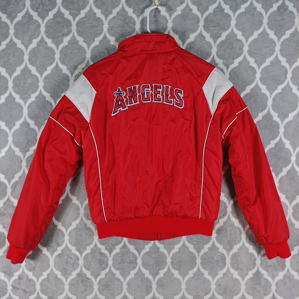 Los Angeles Angels MLB Jacket Mens Small Red Bomber Reversible Spellout G-III